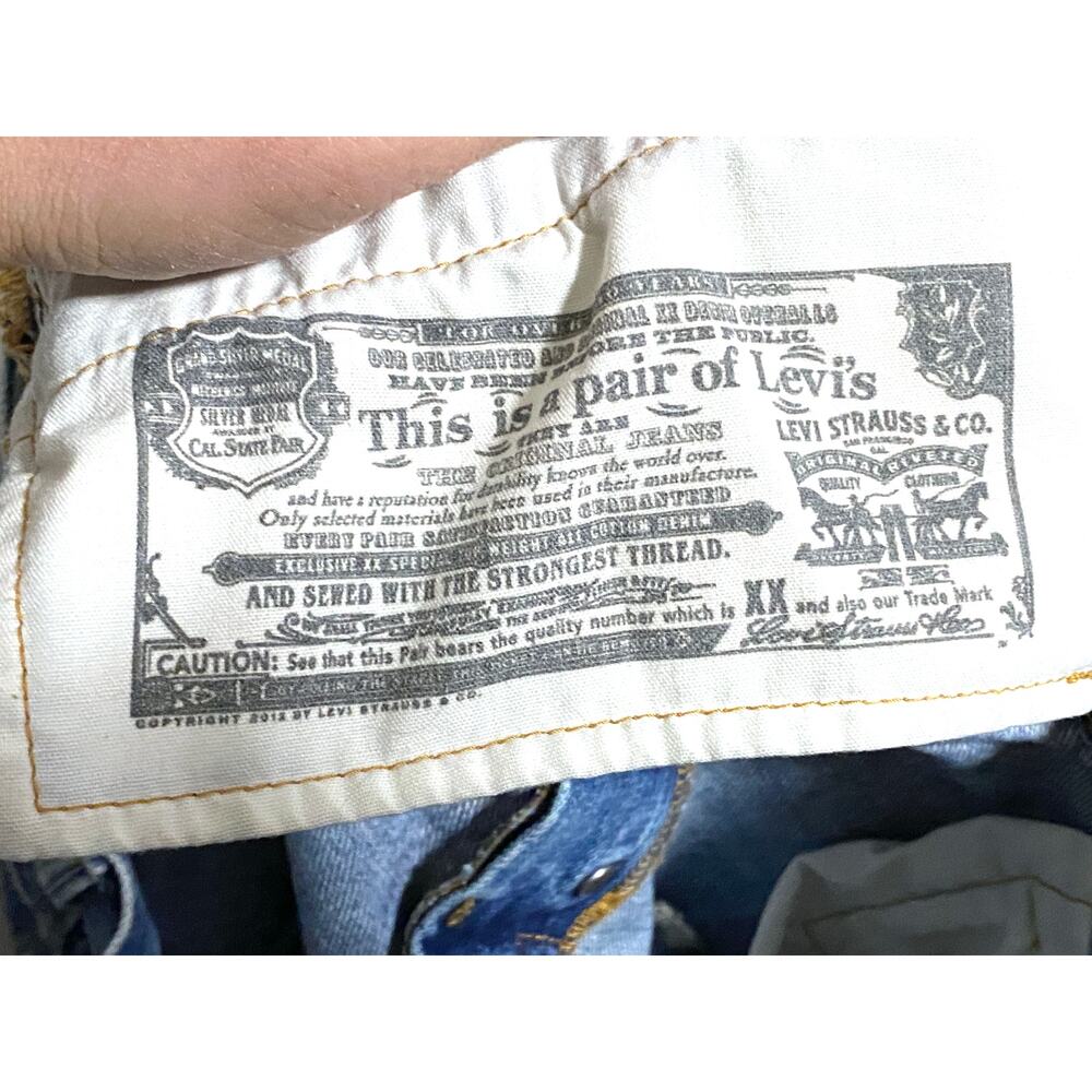 Levis 501 Japanese Denim Raw Hem Jeans Womens 32x27 Boyfriend Distressed Grunge - Picture 9 of 14